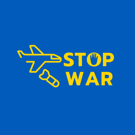 Stop War in Ukraine with Airplane Silhouette Logo Design Template