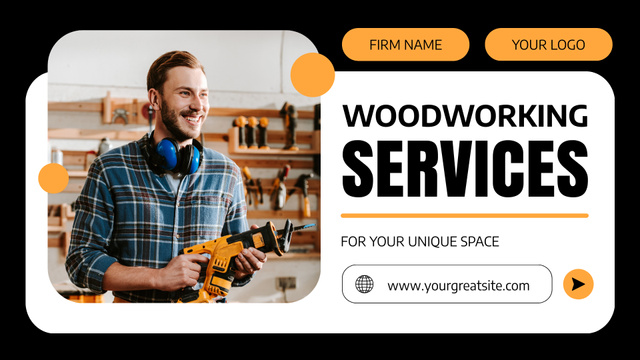 Woodworking Professional Services Presentation Wideデザインテンプレート
