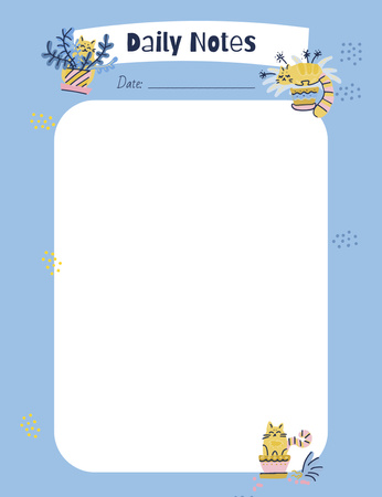 Daily Schedule Planner With Funny Cats Notepad 107x139mm Modelo de Design