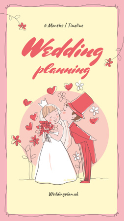 Modèle de visuel Illustration de jeunes mariés heureux le jour du mariage - Instagram Story