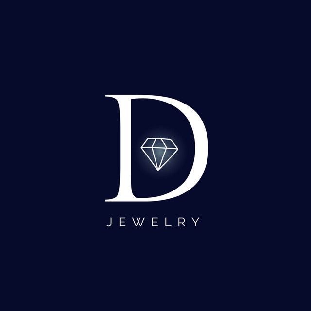 Jewelry Store Ad with Diamond on Blue Logo 1080x1080pxデザインテンプレート