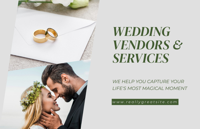 Wedding Vendors and Services Promo on Grey Thank You Card 5.5x8.5in Šablona návrhu