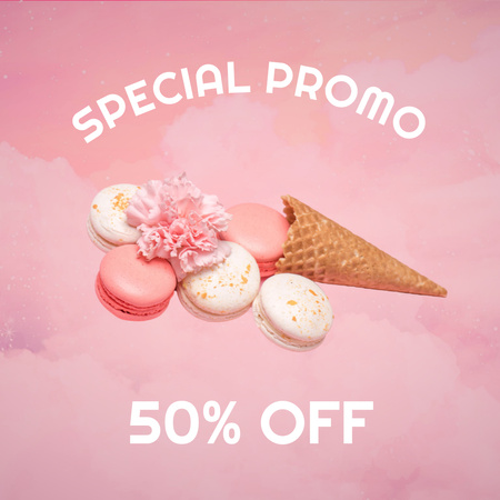 Platilla de diseño Tempting Macaroons And Cone With Discount Offer Instagram