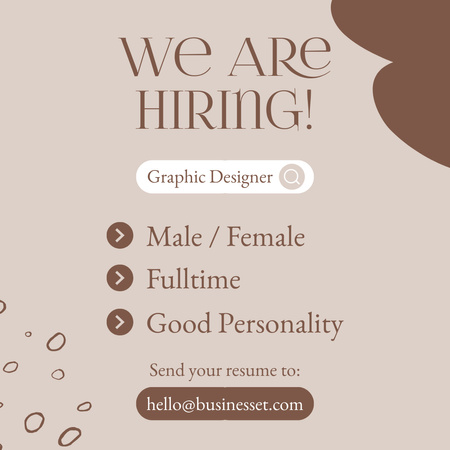 Platilla de diseño Announcement of Search for Employees For Graphic Designer Full Time Job Instagram