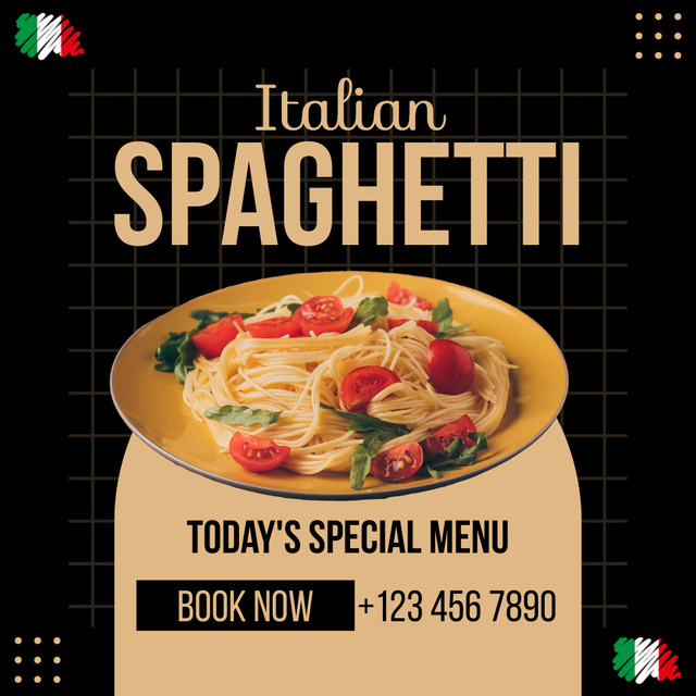 Ontwerpsjabloon van Instagram van Offer Special Menu of Day with Spaghetti