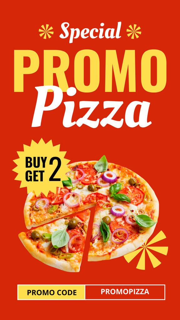 Special Promo of Delicious Pizza in Red Instagram Story Design Template