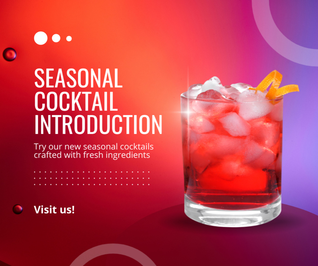 Plantilla de diseño de Presentation of New Ice Seasonal Cocktail Facebook 