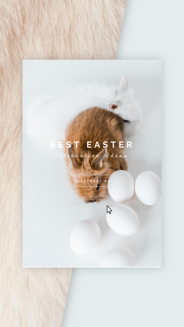 Easter Greeting Cute Bunnies with Eggs Instagram Video Story Design Template