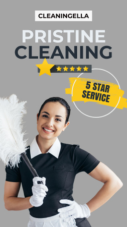 Cleaning Service Ad with Woman with Dust Brush Instagram Story Design Template