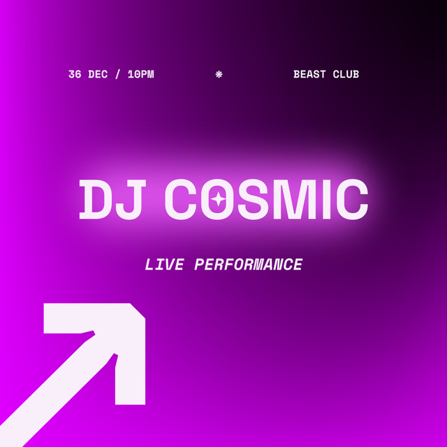 Dj Live Performance Announcement Instagram Πρότυπο σχεδίασης