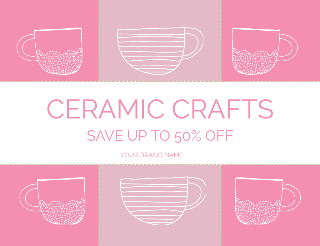 Handmade Ceramics Offer on Pink Thank You Card 5.5x4in Horizontalデザインテンプレート
