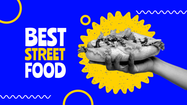 Street Food Ad with Sandwich in Hand Youtube Thumbnail – шаблон для дизайну