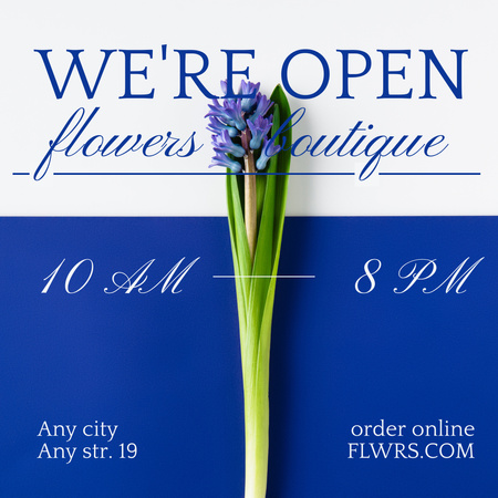 Designvorlage Flowers Boutique Promotion with Blue Hyacinth für Instagram