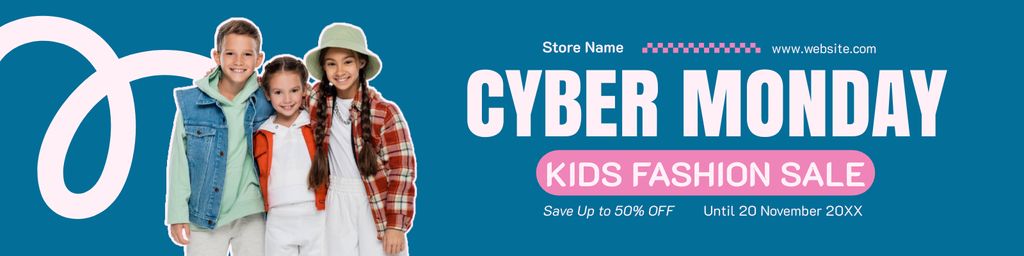 Ontwerpsjabloon van Twitter van Cyber Monday Sale of Kids' Fashion Wear