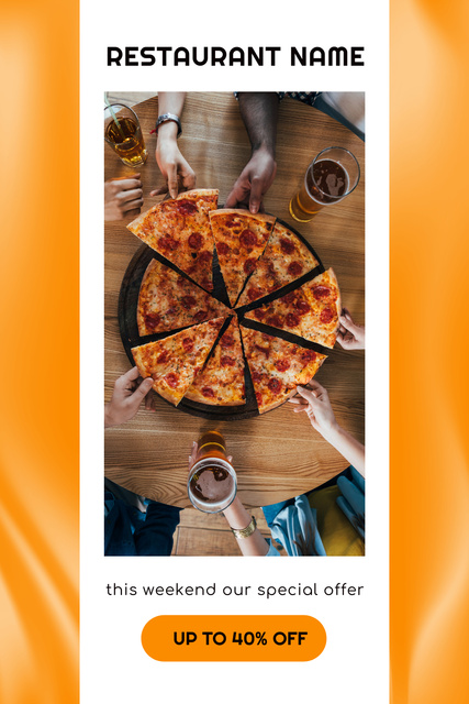 Modèle de visuel Special Offer Of A Restaurant With Discount On Pizza - Pinterest