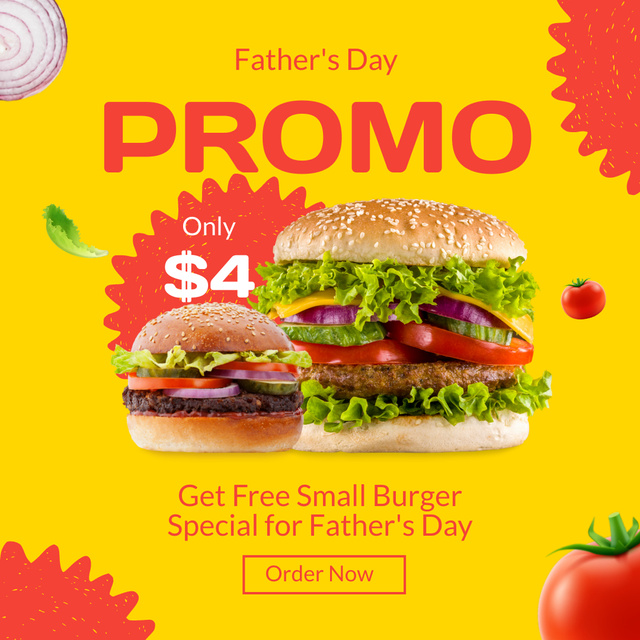 Plantilla de diseño de Burger Promo for Father's Day Instagram 