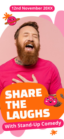 Designvorlage stand-up-anzeige mit lachendem mann für Snapchat Moment Filter