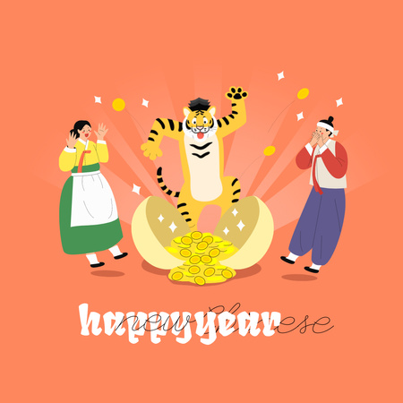 Modèle de visuel Chinese New Year Holiday Greeting - Animated Post
