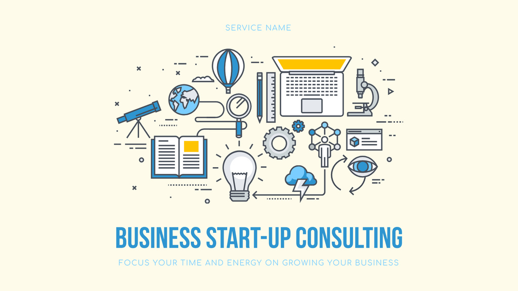 Platilla de diseño Business Startup Consulting Services Title 1680x945px