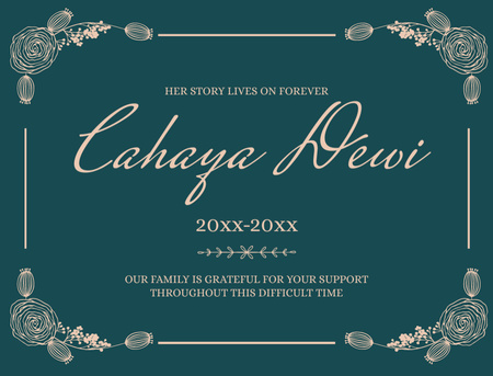 Funeral Remembrance Card with Roses Postcard 4.2x5.5in Design Template