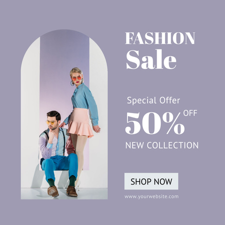 Fashion Sale Ad with Extravagant Couple Instagram Design Template
