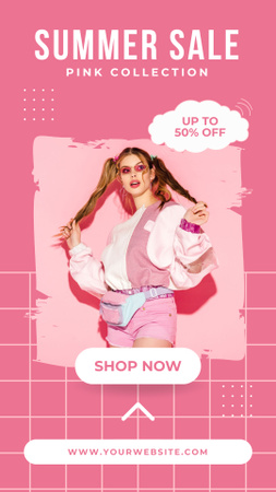 Summer Sale of Pink Collection Instagram Story Modelo de Design