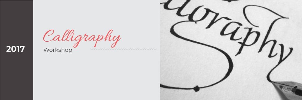 Calligraphy Workshop Announcement Artist Working with Quill Twitter Design Template