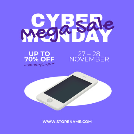 Gadgets Sale on Cyber Monday with Smartphone Instagram Design Template