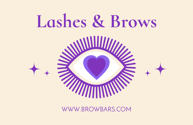 Beauty Salon Services Offer with Illustration of Eye with Lashes Business Card 85x55mm Šablona návrhu