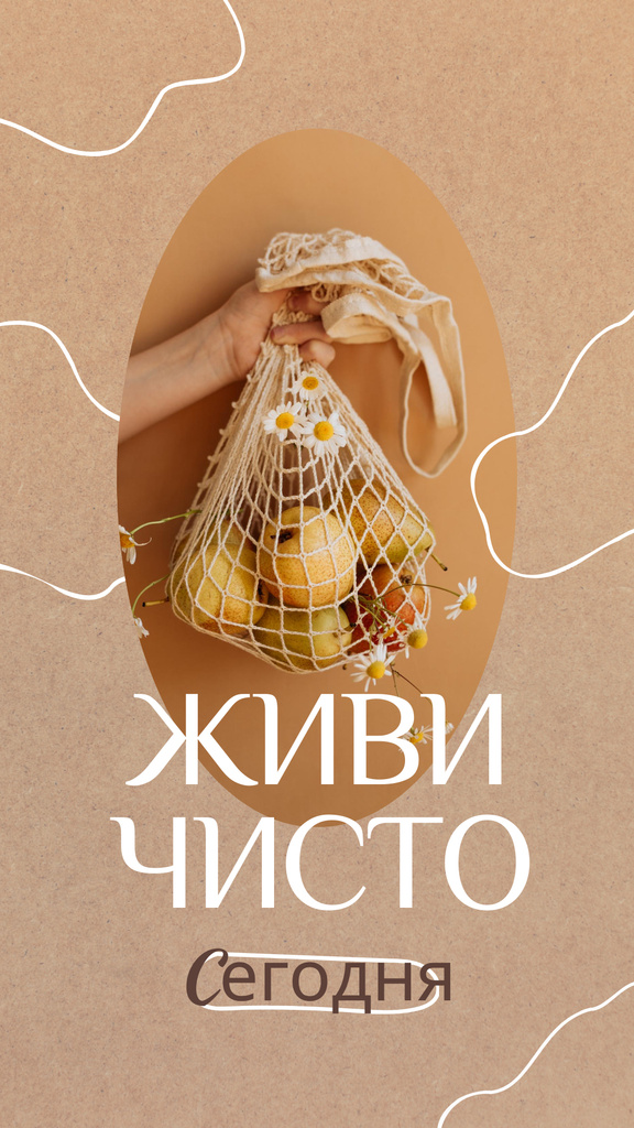 Modèle de visuel Woman holding Apples in Eco Bag - Instagram Story