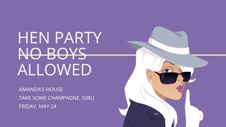 Platilla de diseño Hen Party invitation with Stylish Girl Title 1680x945px
