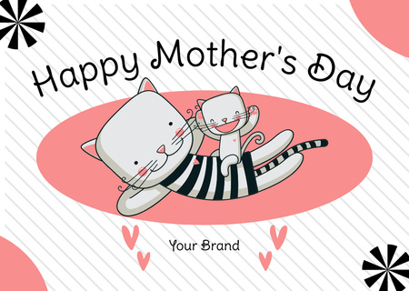 Mother's Day Greeting with Funny Cats Card Design Template