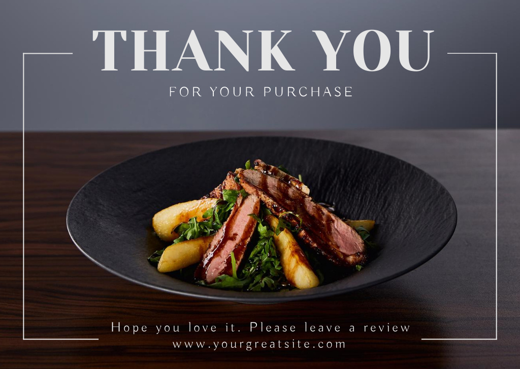 Template di design Gratitude for Purchase with Tasty Dish Card