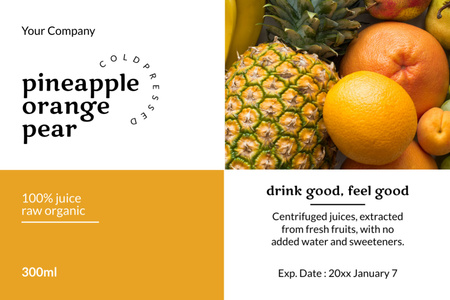 Multifruit Organic Juice Label Tasarım Şablonu