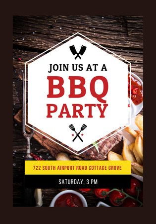 BBQ Picnic Invitation with Delicious Food Poster 28x40in Design Template