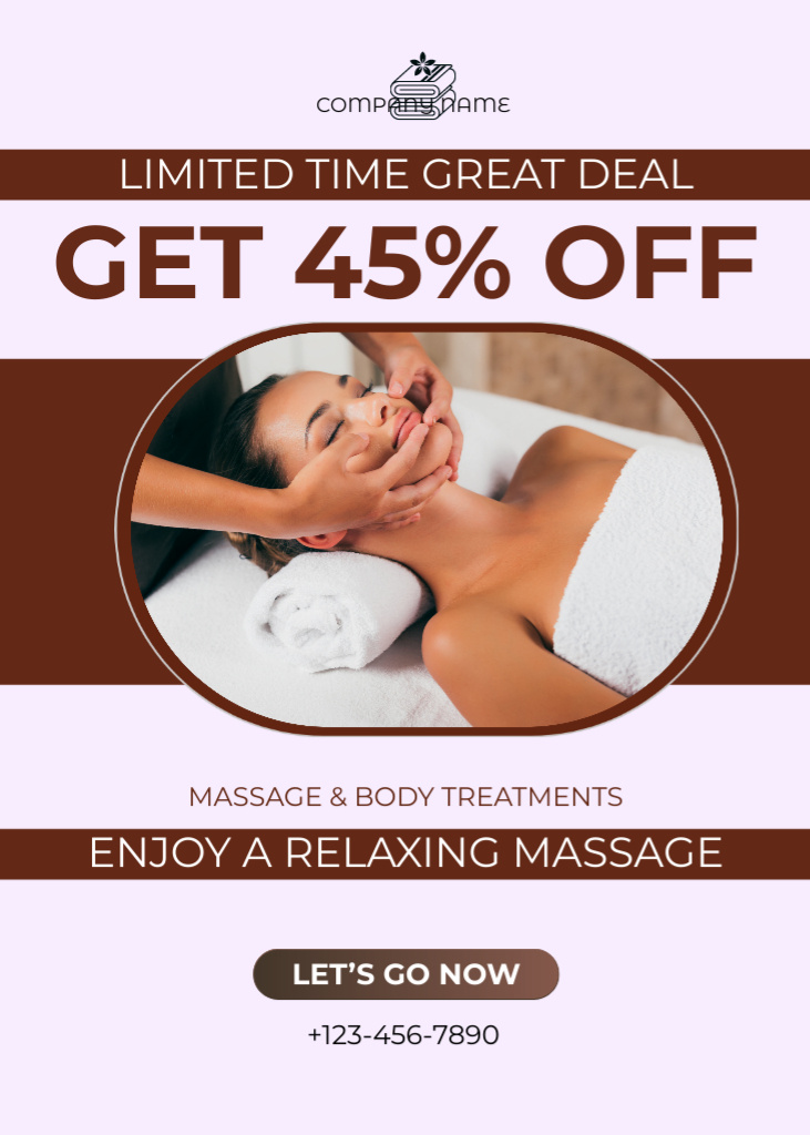 Platilla de diseño Discount on Relaxing Facial Massage Flayer