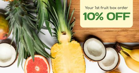 Food Store Offer Fresh Tropical Fruits Facebook AD Design Template
