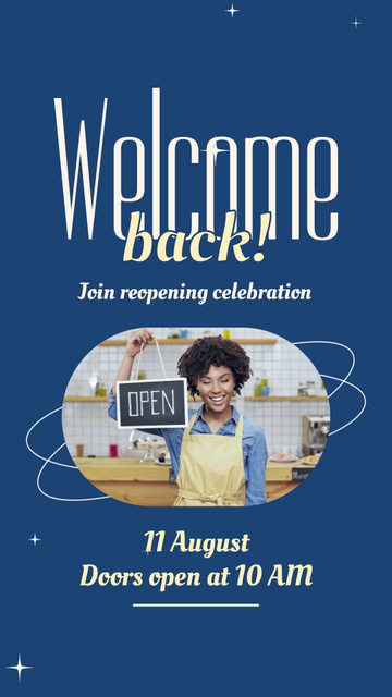 Grand Reopening Celebration In August Instagram Video Story Design Template