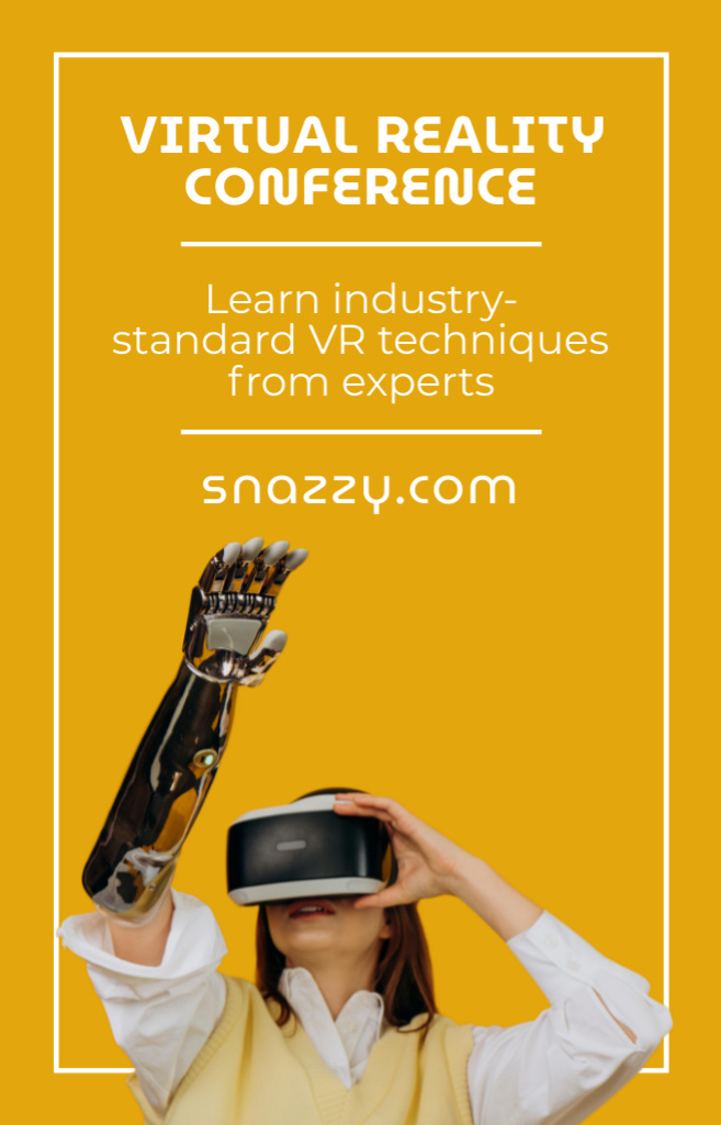 Template di design Virtual Reality Conference Ad with Woman with Robotic Hand IGTV Cover