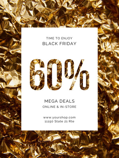 Black Friday Sale on Golden Foil Poster US – шаблон для дизайна