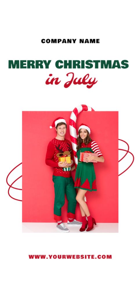 Celebrating Christmas in July with Young Couple Flyer DIN Large Design Template