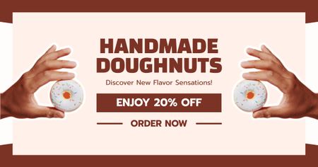 Designvorlage Rabattanzeige auf handgemachte Donuts für Facebook AD