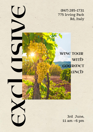 Wine Tasting Announcement on sunny Farm Poster Design Template