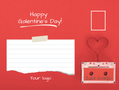 Galentine's Day Greeting with Cute Mixtape on Red