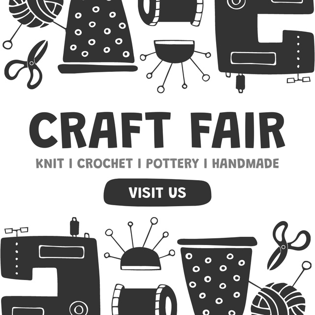 Variety Of Crafts Fair Announcement With Illustration Instagram Design Template