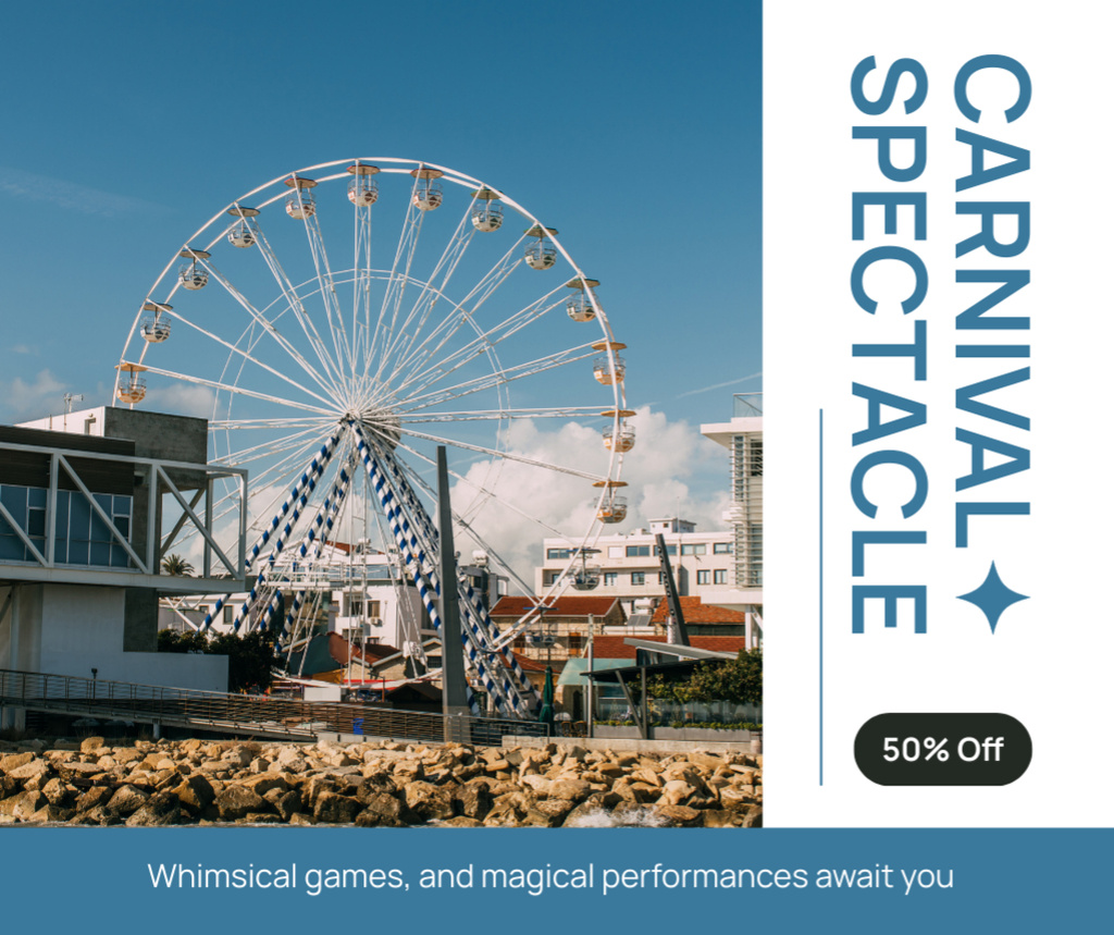Modèle de visuel Mesmerizing Carnival Spectacle With Attractions At Half Price - Facebook