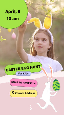 Announcement Of Egg Hunt With Happy Kid TikTok Video Design Template