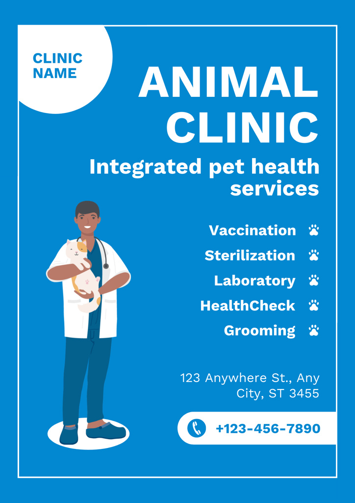 Animal Clinics' Services List Poster Πρότυπο σχεδίασης
