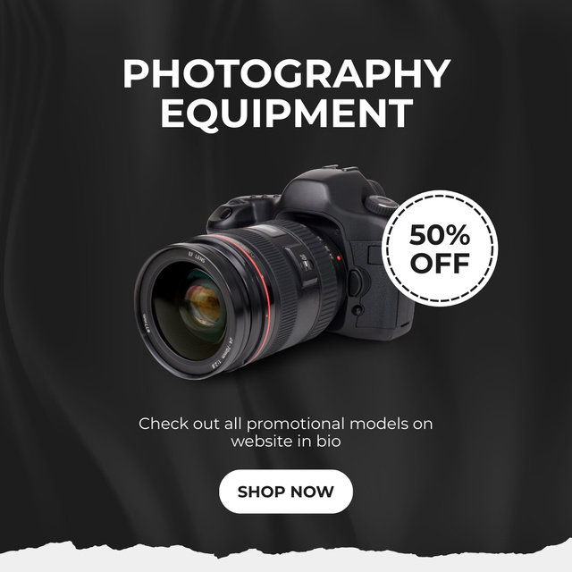 Photography Equipment Sale with Professional Camera Instagram tervezősablon
