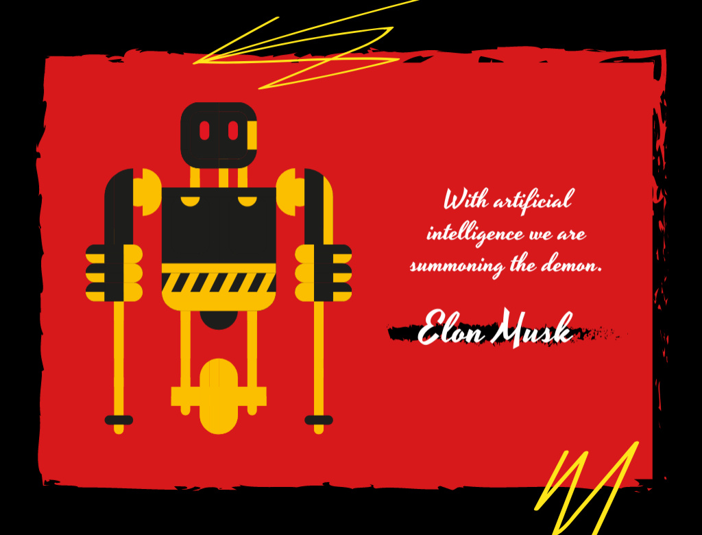Scary Robot Illustration And Quote Postcard 4.2x5.5inデザインテンプレート